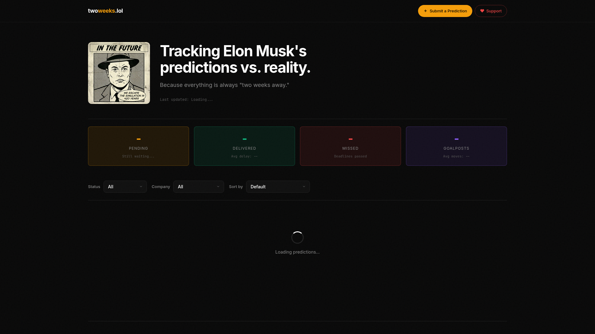 Screenshot of twoweeks.lol — Founder