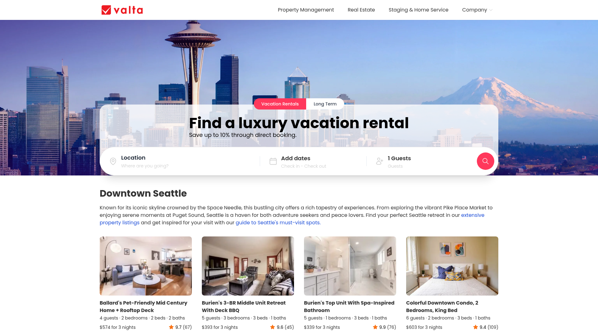 Screenshot of Valta Realty Group — AI & SEO Consultant