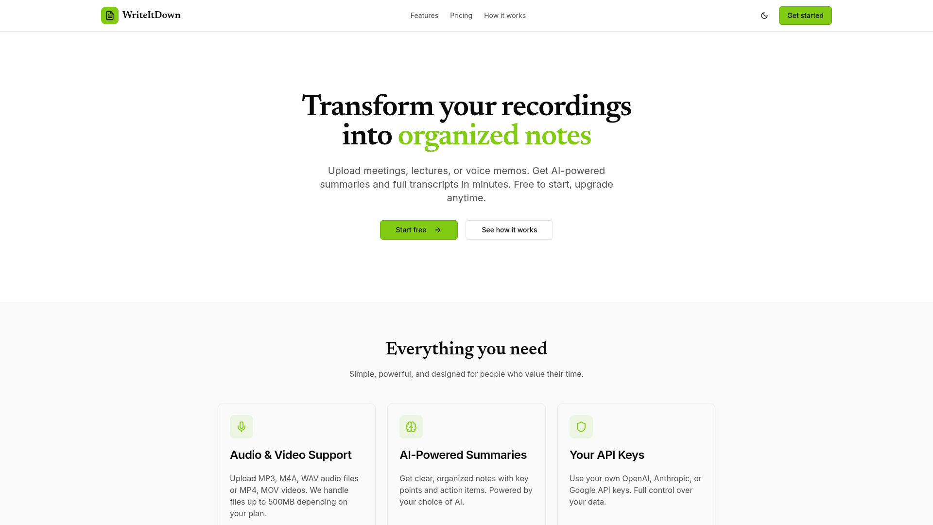 Screenshot of WriteItDown — Founder