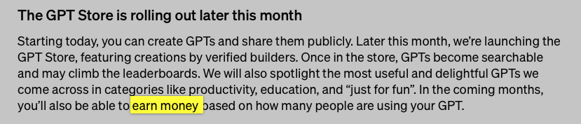 GPT Store Announcement